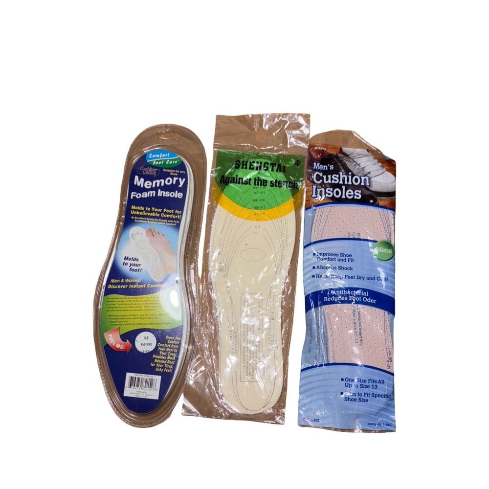 3 Pairs NEW Various Brands Memory Foam Cushion Insoles  Trim to Fit-One Size